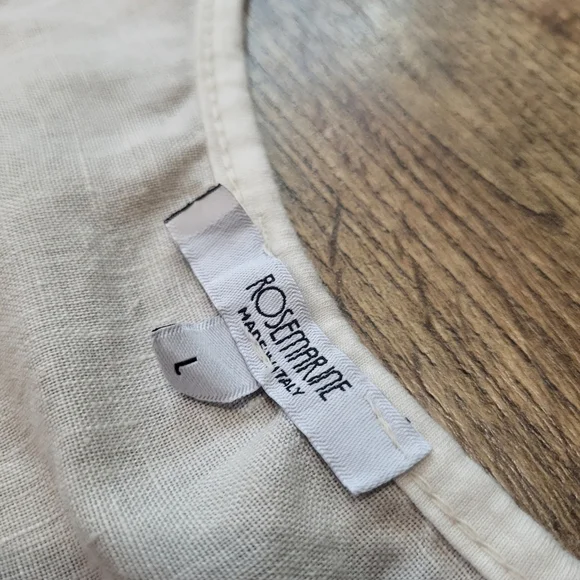 Rosemarine Made in Italy 100% Linen White Bubble Hem Dress With Pockets Size L - Picture 3 of 7